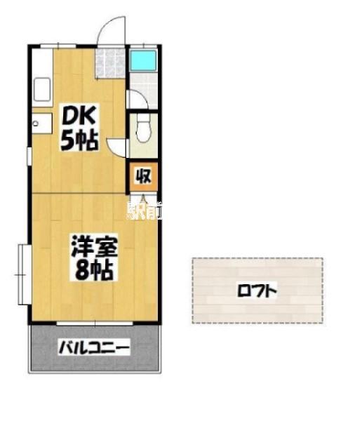 MARE CASA千早(1DK/2階)の間取り写真