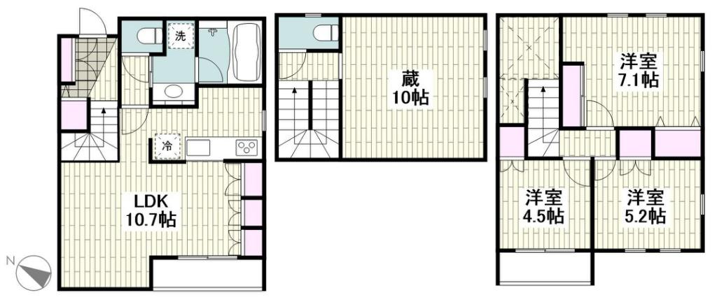 サンセール小山(3LDK/1階)の間取り写真