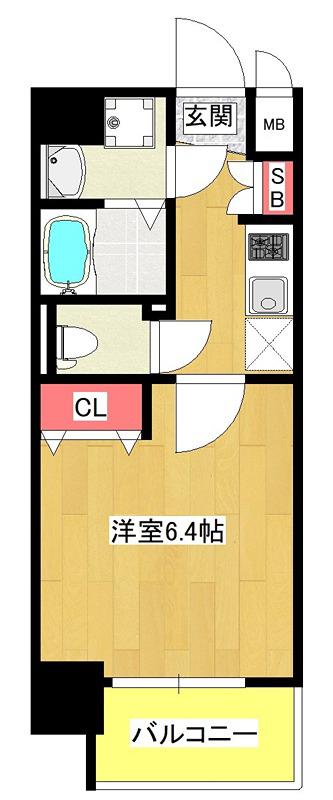 ジアコスモ九条シェル(1K/7階)の間取り写真