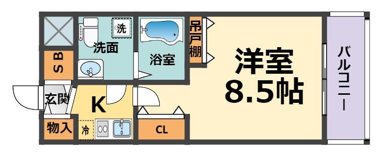 セレニテ甲子園I(1K/4階)の間取り写真