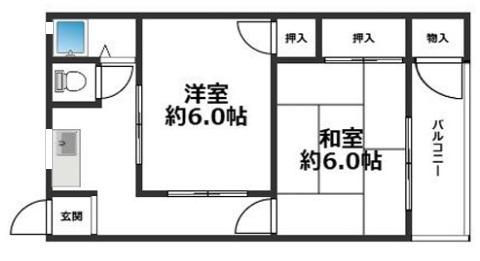 福住マンション(2DK/1階)の間取り写真