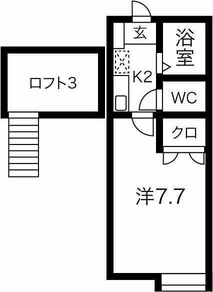 シェリール・ミニB(1K/2階)の間取り写真