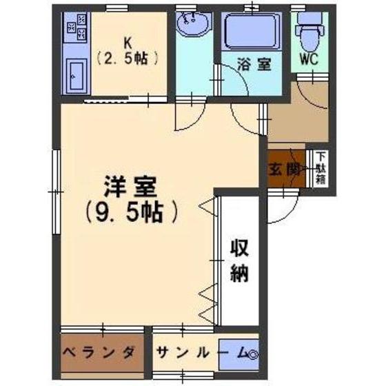 コモドシャレー(1K/2階)の間取り写真
