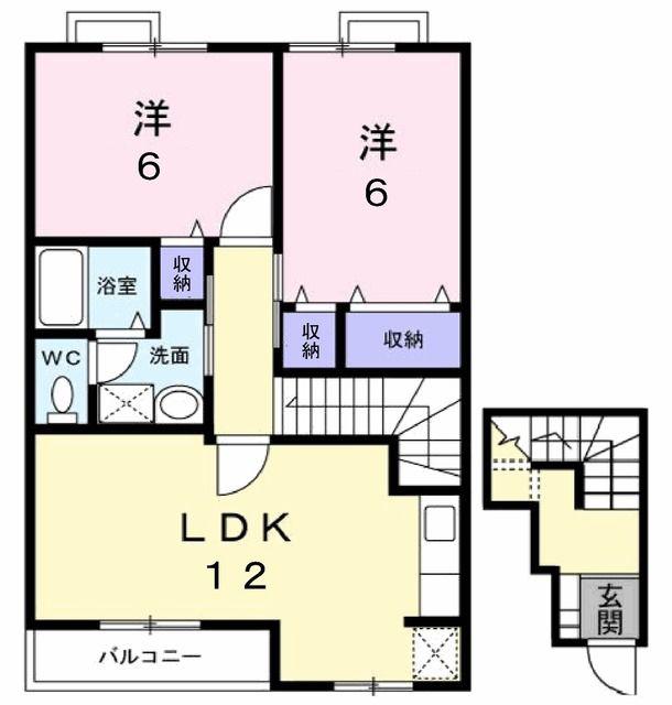 コンブリオ(2LDK/2階)の間取り写真