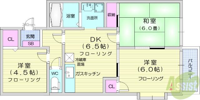 サンフラワー(3DK/2階)の間取り写真