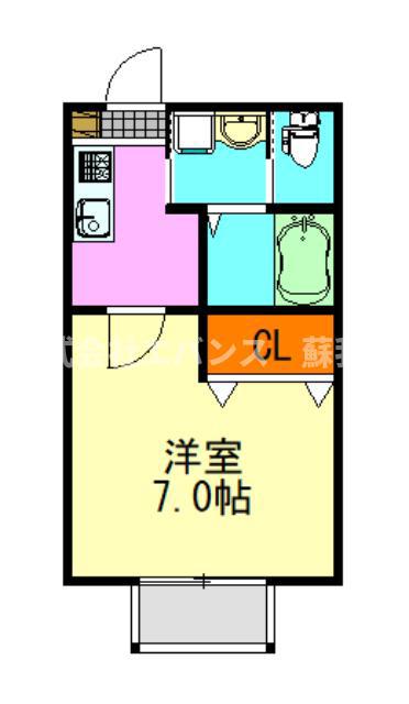 クレストコート葛城(1K/2階)の間取り写真