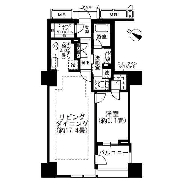 ブリリアマーレ有明TOWER&GARDEN(1LDK/17階)の間取り写真