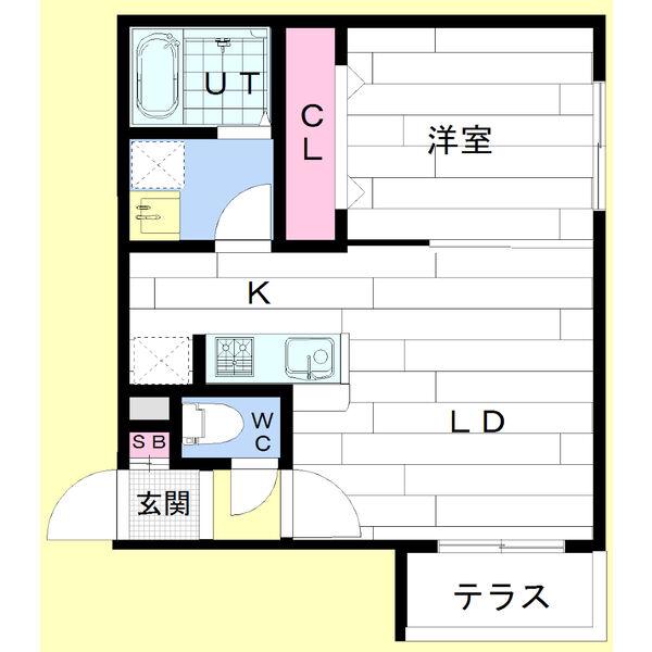 ブラントワール新道東(1LDK/1階)の間取り写真