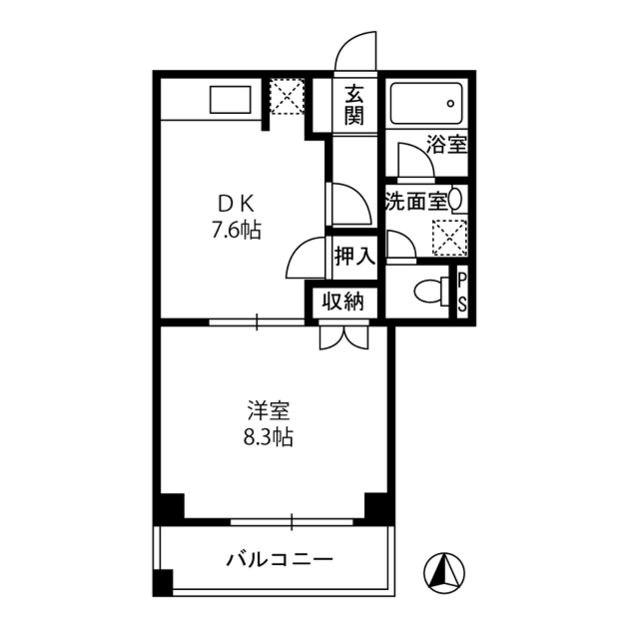 エクセレント(1DK/1階)の間取り写真