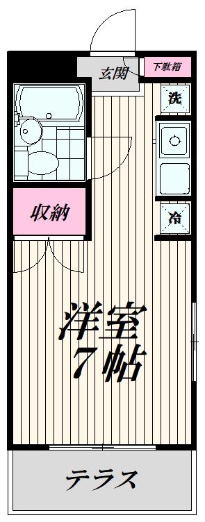 パークサイド向後(ワンルーム/2階)の間取り写真