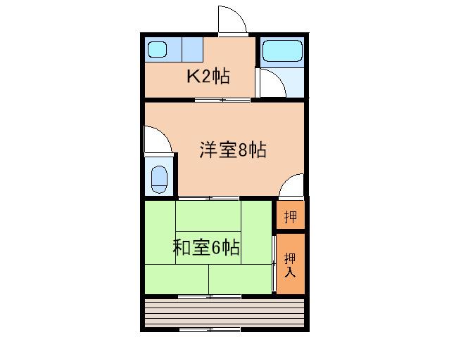 オリーブ羽倉崎(2K/3階)の間取り写真