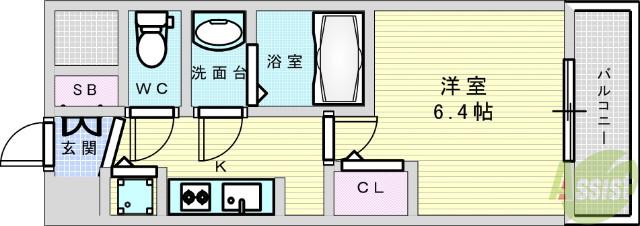 アドバンス新大阪ウエストゲート2(1K/10階)の間取り写真
