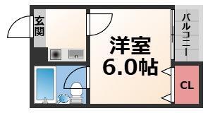 ホワイティ大今里(ワンルーム/5階)の間取り写真