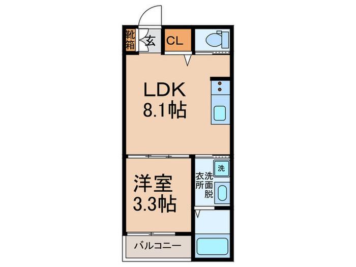SHINKRIOS(1LDK/1階)の間取り写真