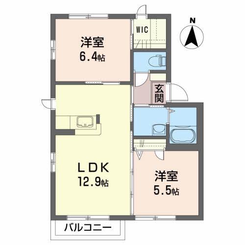 シャーメゾン西玉(2LDK/1階)の間取り写真