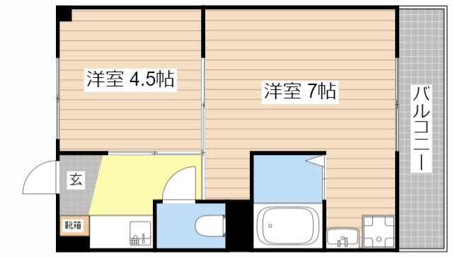 ヴィラナリー草津II(2K/4階)の間取り写真
