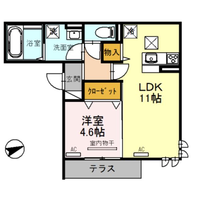 D-ROOMフォルチェ(1LDK/1階)の間取り写真