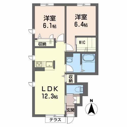 シャーメゾンマンサーナ(2LDK/1階)の間取り写真