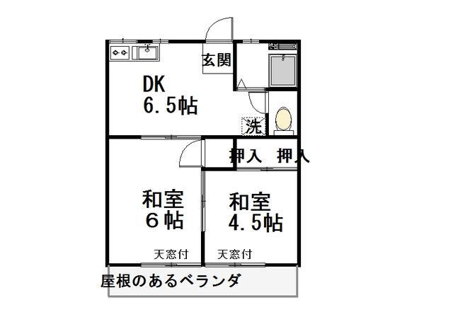 第2コーポマツマル102(2DK/1階)の間取り写真
