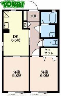 グランデール泉 C棟(2DK/1階)の間取り写真
