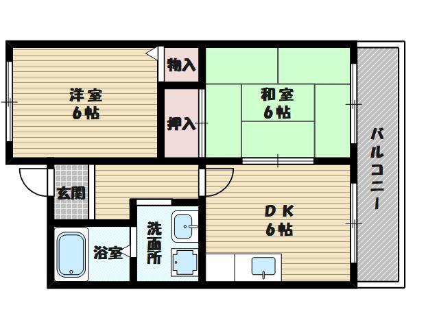 ホワイトハイツカドタ(2DK/8階)の間取り写真