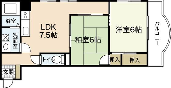 第3間ビル(2DK/2階)の間取り写真