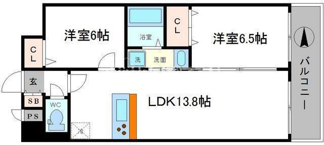 FDSグランツ(2LDK/7階)の間取り写真