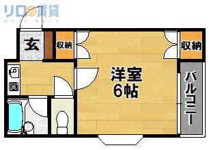 第2クリスタルハイツ(1K/3階)の間取り写真