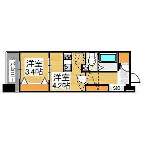TOWERS AVANTGARDE博多NO.62(2K/18階)の間取り写真