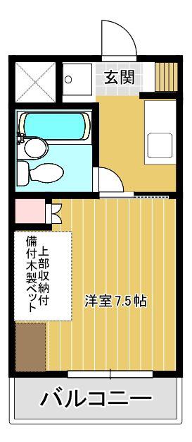 ベルコリン郷ヶ丘(1K/1階)の間取り写真