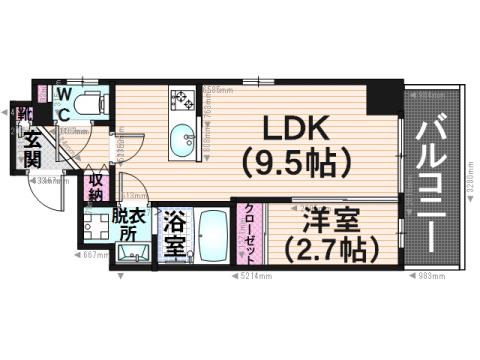 クラシアスタイル平尾駅前(1LDK/4階)の間取り写真