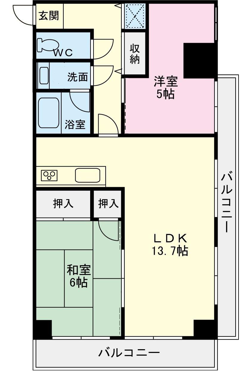 ライオンズマンション港南中央(2LDK/3階)の間取り写真