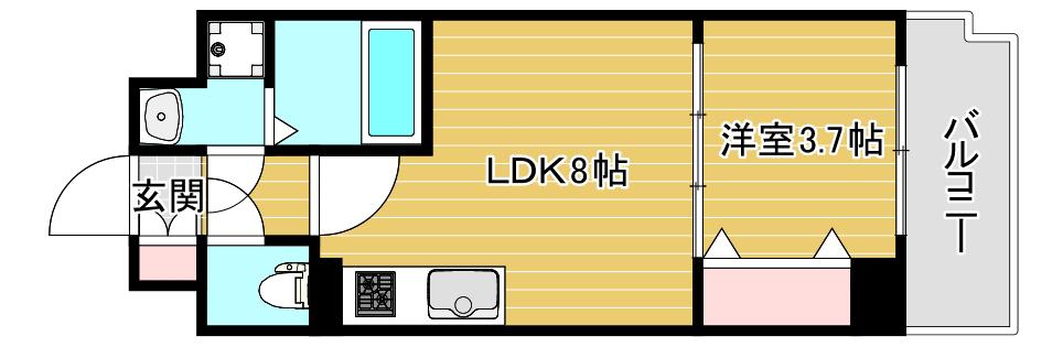 プロシード大阪イーストアクア・ラ・フォンテ(1LDK/6階)の間取り写真