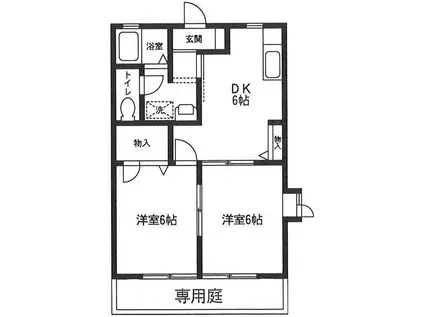 クレストハイム(2DK/1階)の間取り写真