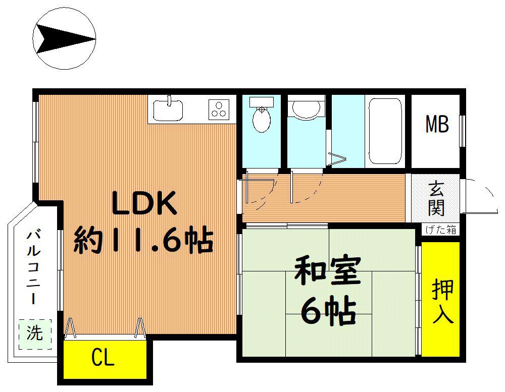 くさかマンション(1LDK/2階)の間取り写真