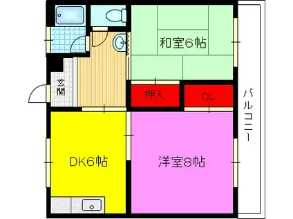 ナカムラ第一マンション(2DK/3階)の間取り写真