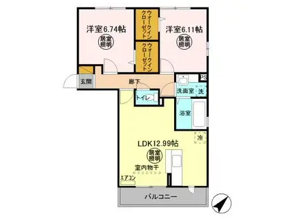 ガネーシャ 弐番館(2LDK/2階)の間取り写真