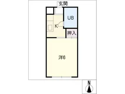 エレガンス名東(1K/2階)の間取り写真