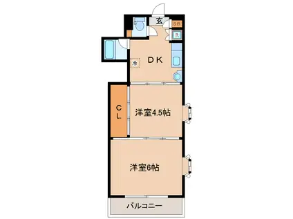 シャングリラ大和町(2DK/7階)の間取り写真