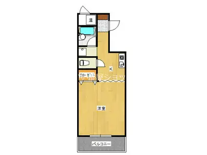 Uマンション(1K/10階)の間取り写真