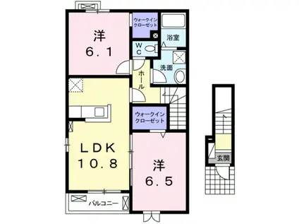 メゾンアンソレイエ(2LDK/2階)の間取り写真