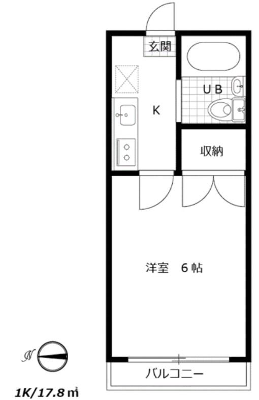 ルミエール菅生(1K/3階)の間取り写真