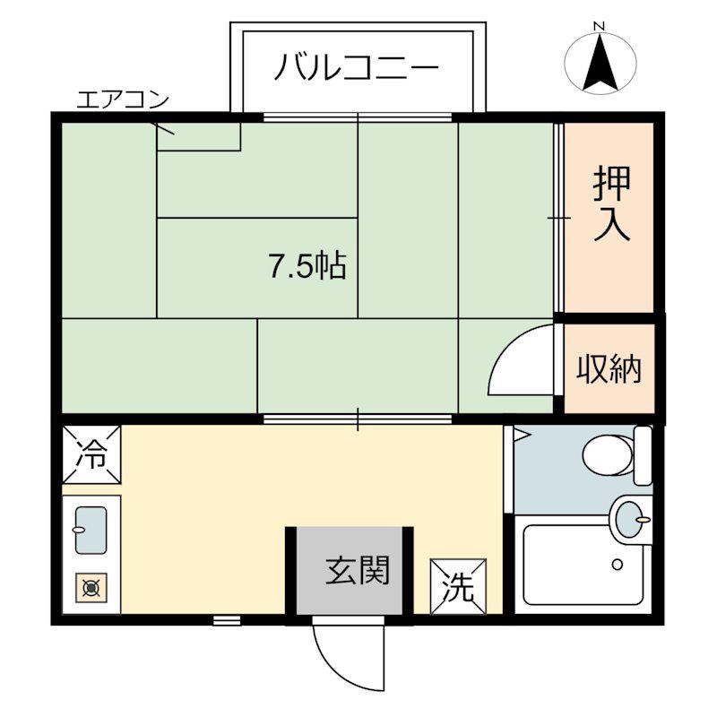 京口アパート(1K/1階)の間取り写真