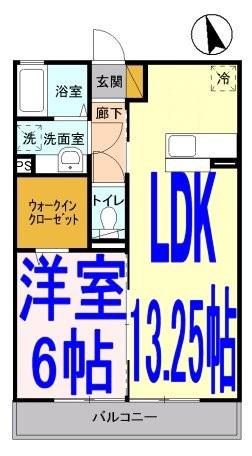 プティールⅢ(1LDK/2階)の間取り写真