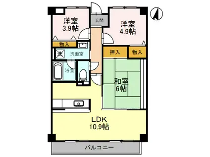 ベレッツァ芦屋・I(3LDK/2階)の間取り写真