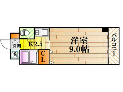 ハ-トフルハイツ梶岡(1K/3階)の間取り写真