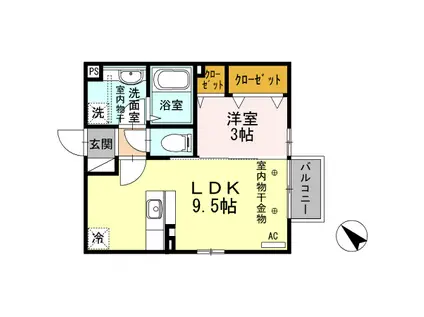 セジュール エナトス(1LDK/2階)の間取り写真