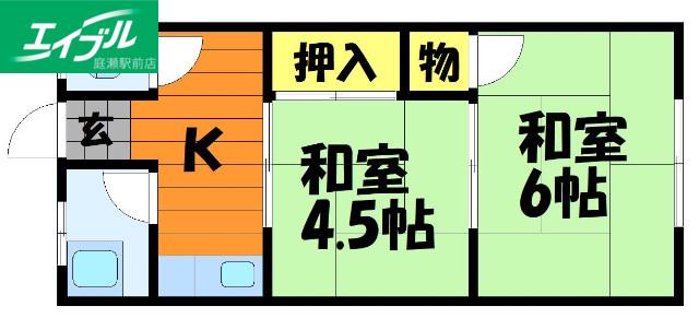 コーポ85南棟(2K/1階)の間取り写真