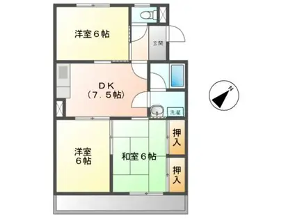 フレンズシャトー(3DK/2階)の間取り写真