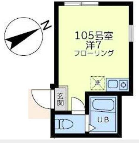 ユナイト上大岡プラチーダエ(ワンルーム/2階)の間取り写真